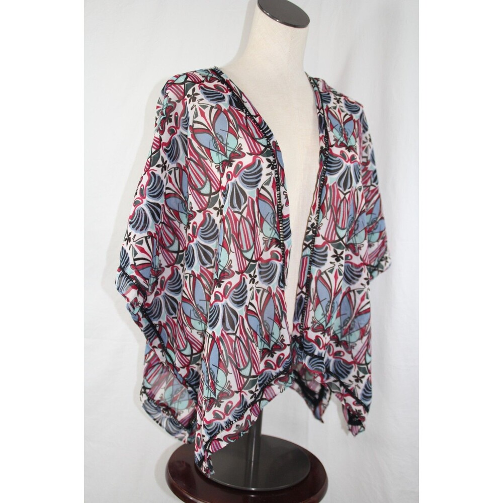 ANGIE  Kimono Oversized Abstract Print S Robe Coverup Lightweight and Sheer